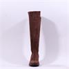 Miss Elastic Fax Block Pull On Long Boot - Brown Suede